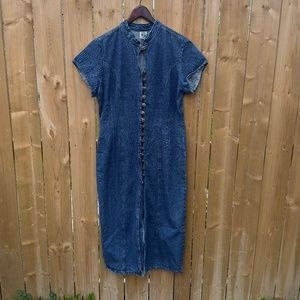 Vintage denim plus sized button up dress